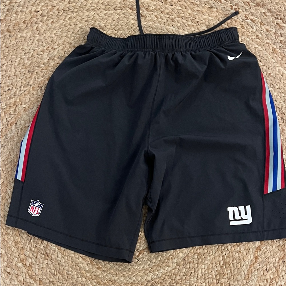 Nike Black Athletic Shorts with Red and Blue Stripes NY GIANTS